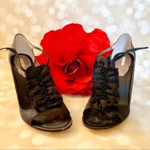 Max Studio Black Ruffle Dress Heels